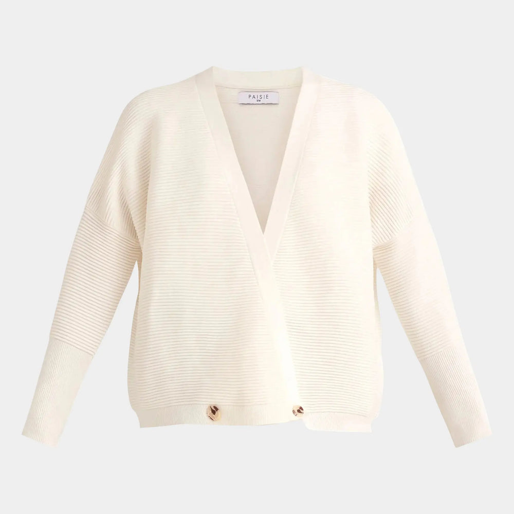 Off White Paisie Ribbed Wrap Cardigan Paisie