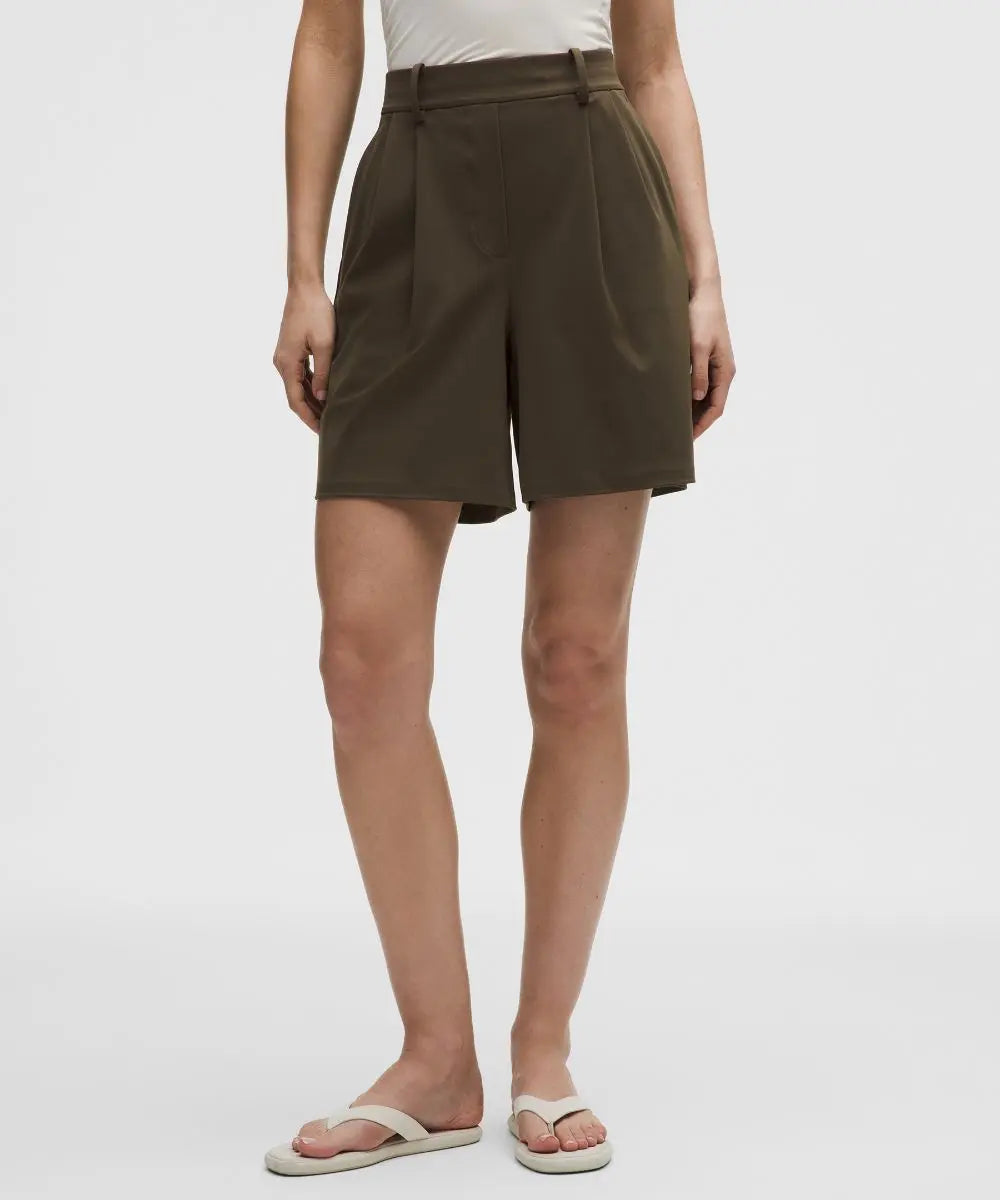 Olive Brown Women's Daydrift Pleated High-Rise Shorts Lululemon