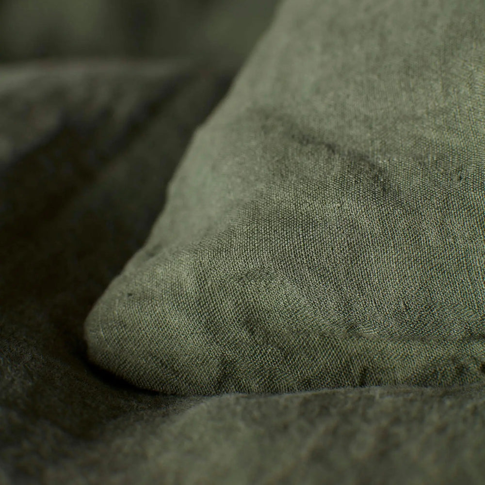 Olive Green 100% Linen Housewife Pillowcase The Secret Linen Store