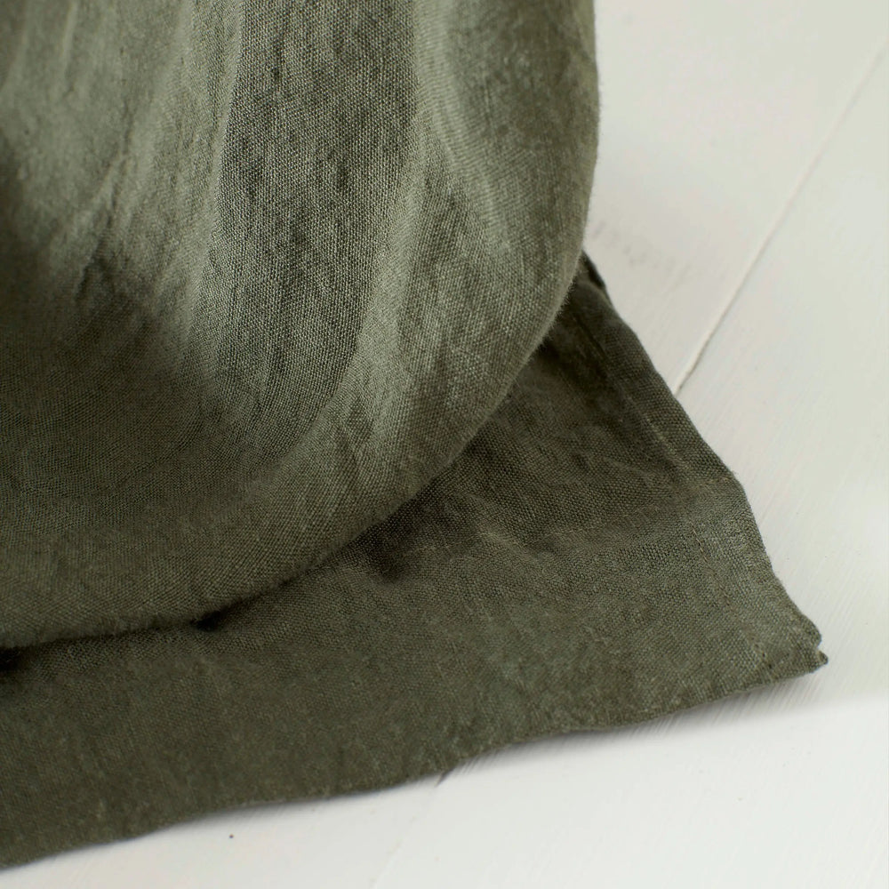 Olive Green 100% Linen Loop Top Curtain (Single) The Secret Linen Store