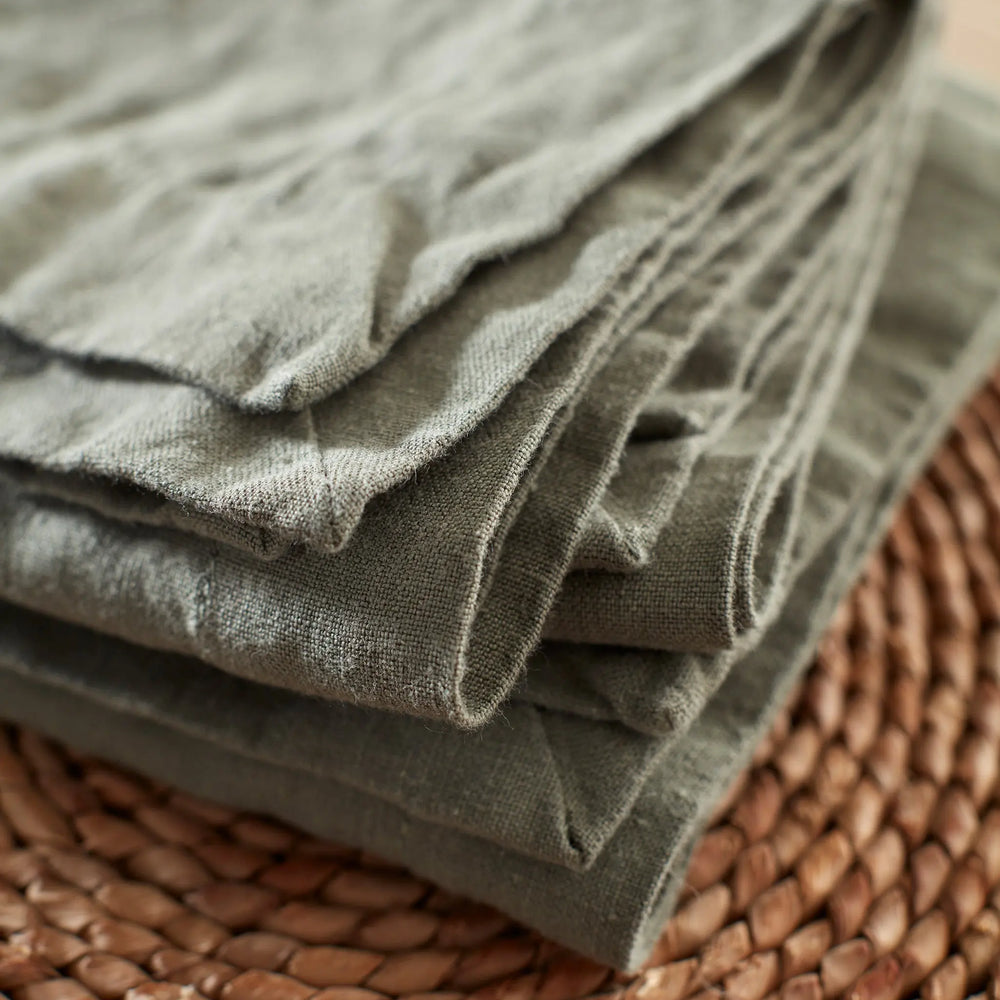 Olive Green 100% Linen Napkins - Set of 4 The Secret Linen Store