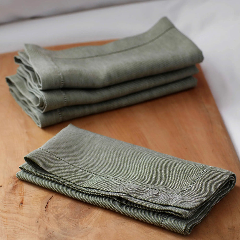 Olive Green Cotton Linen Napkins - Set of 4 The Secret Linen Store