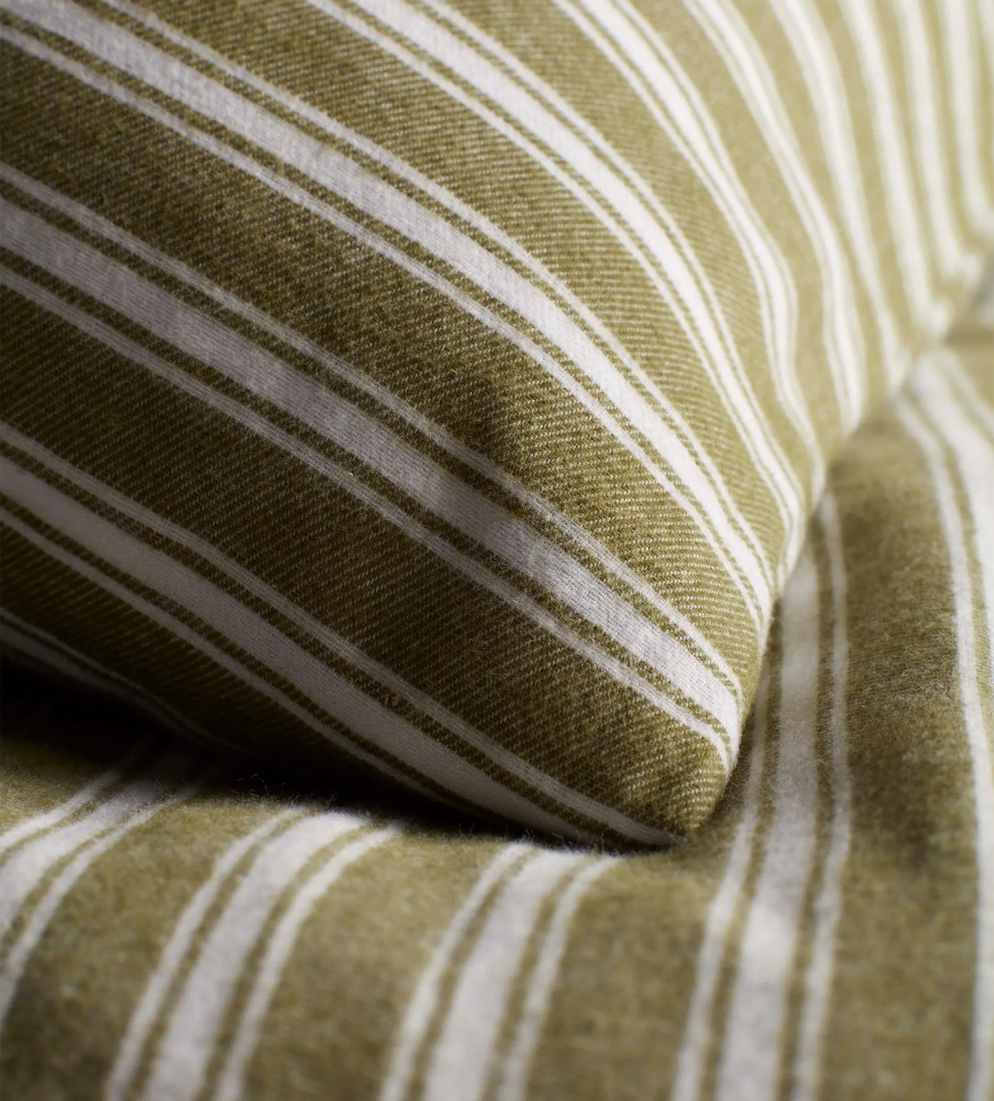 Olive Green Fred Stripe Brushed 100% Organic Cotton Pillowcase The Secret Linen Store
