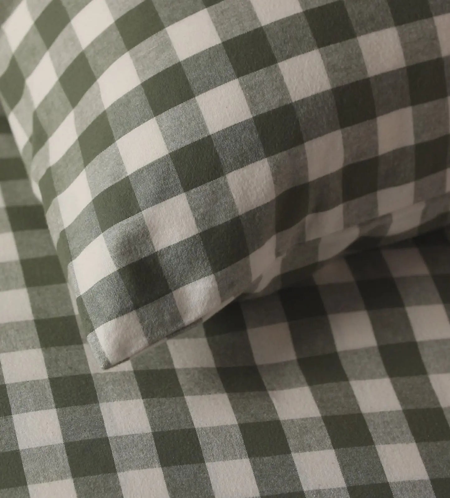 Olive Green Gilbert Gingham Brushed 100% Organic Cotton Duvet Cover The Secret Linen Store