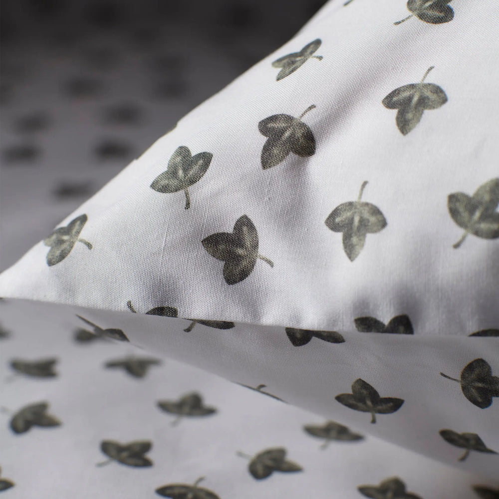 Olive Little Leaf 100% Organic Cotton Housewife Pillowcase The Secret Linen Store