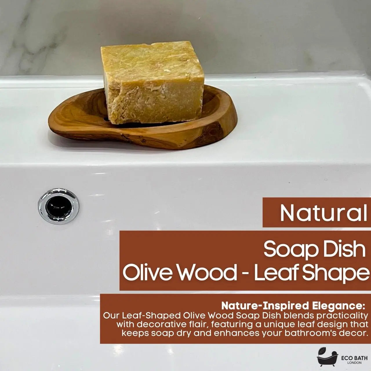 Olive Wood Leaf Soap Dish Eco Bath London
