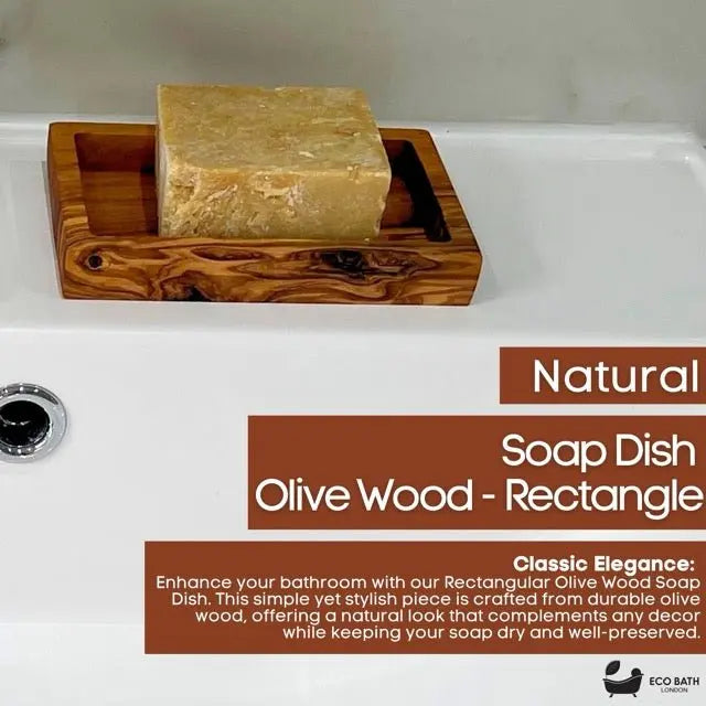 Olive Wood Rectangle Soap Dish Eco Bath London