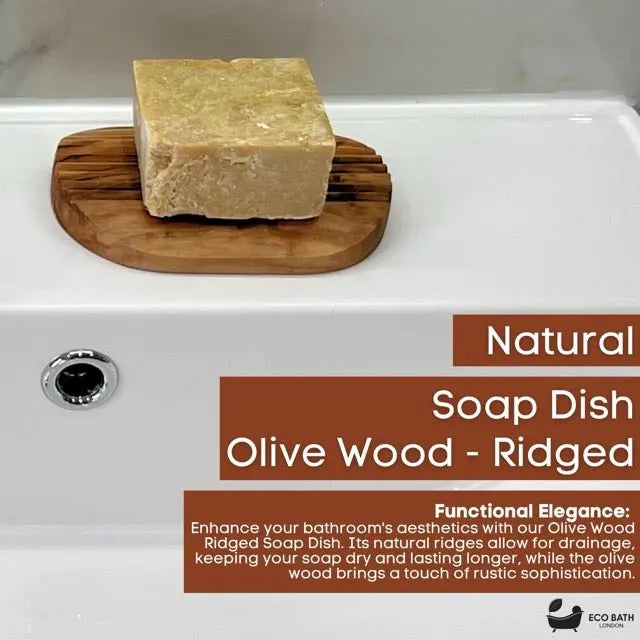 Olive Wood Ridged Soap Dish Eco Bath London