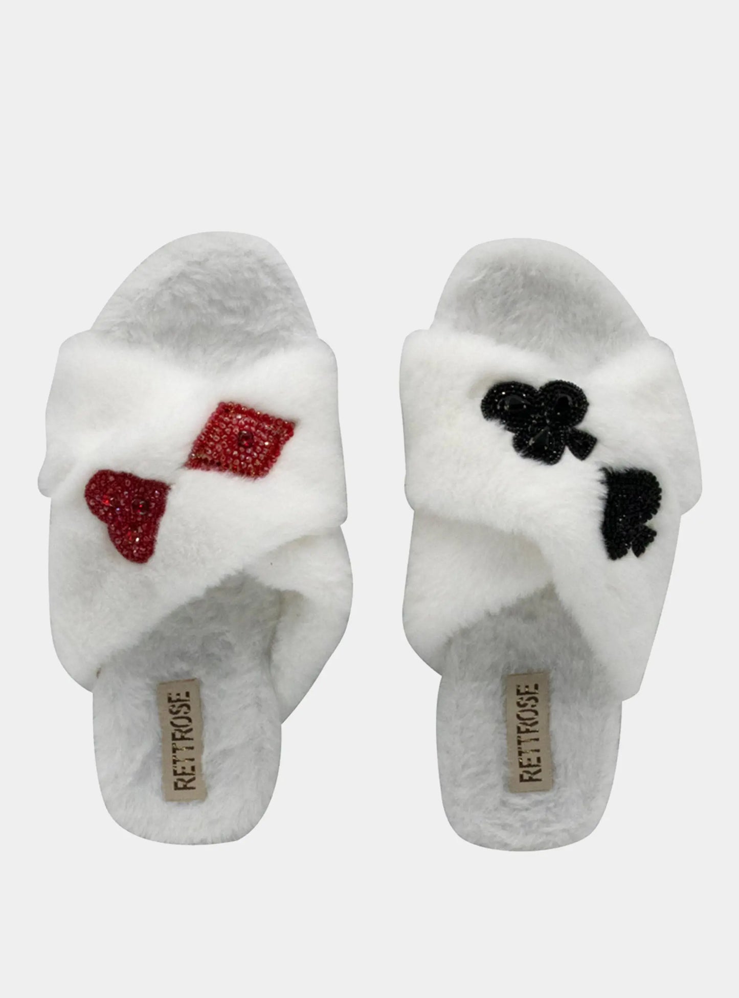 Olivia Cream Luxury Plush Diamanté Embellished Handmade Slipper Rettrose