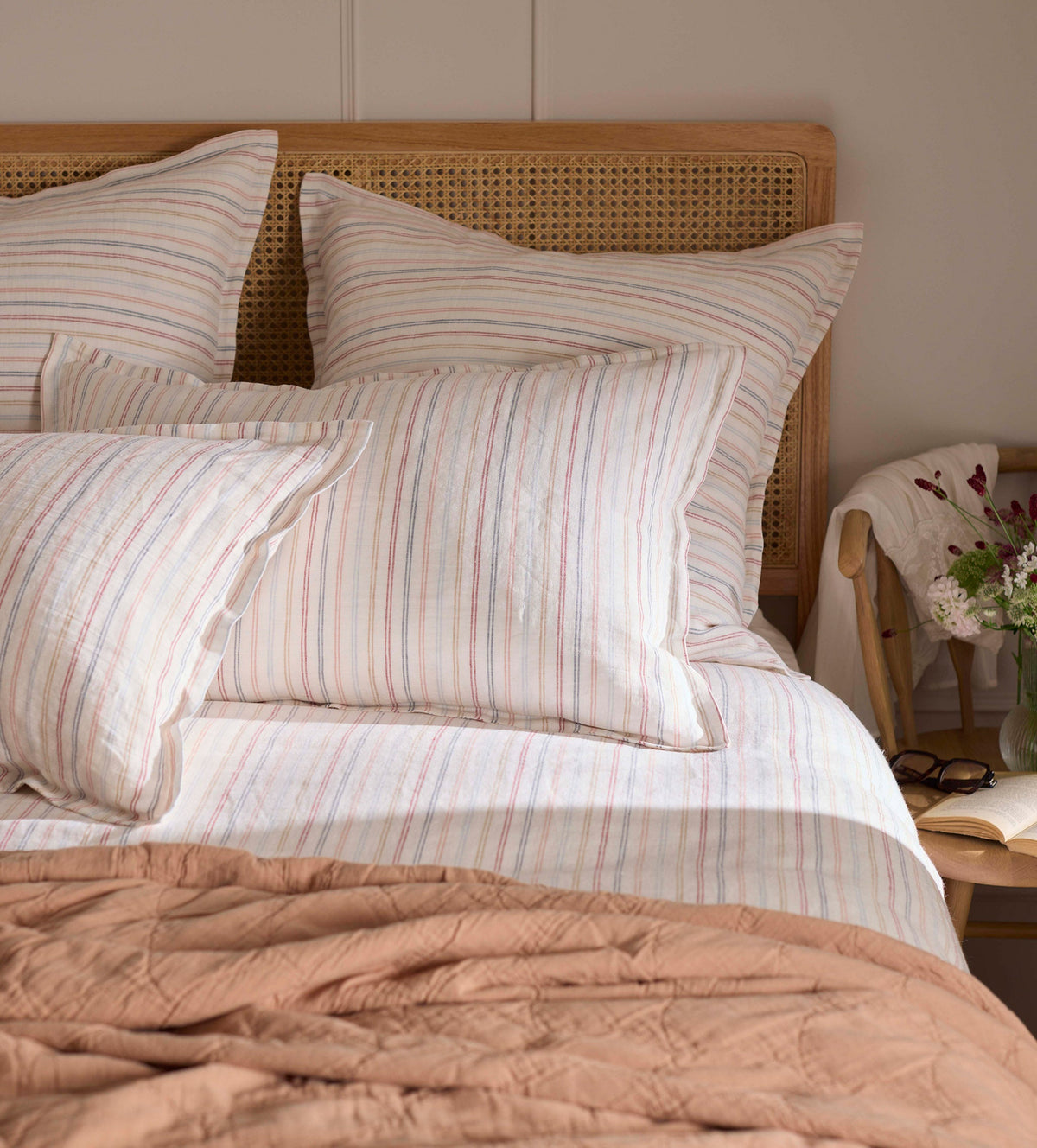 Olivia Stripe 100% Linen Pillowcase - The Secret Linen Store