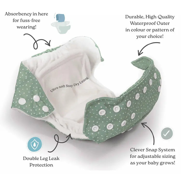 One Size All-In-One Reusable Cloth Nappy - Gingham Taupe Modern Cloth Nappies