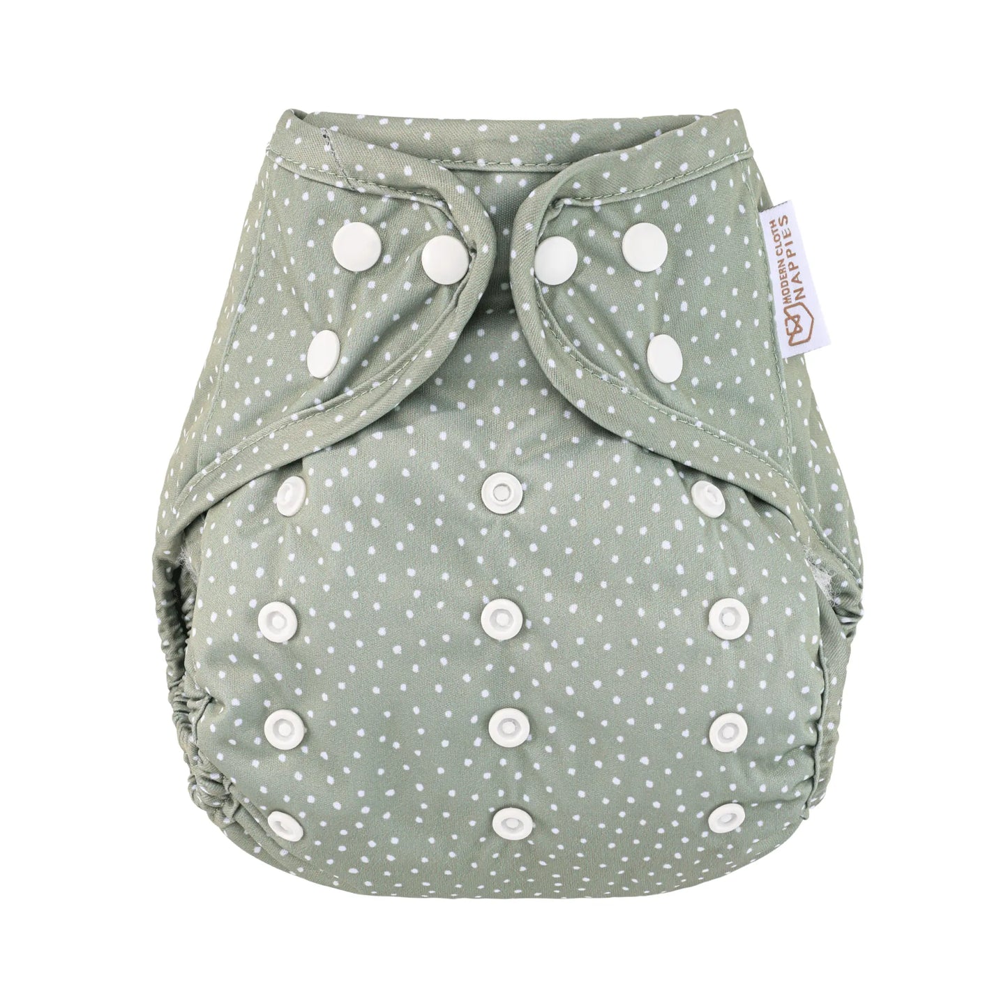 One Size Reusable Cloth Nappy Wrap - Dottie - Sage Modern Cloth Nappies