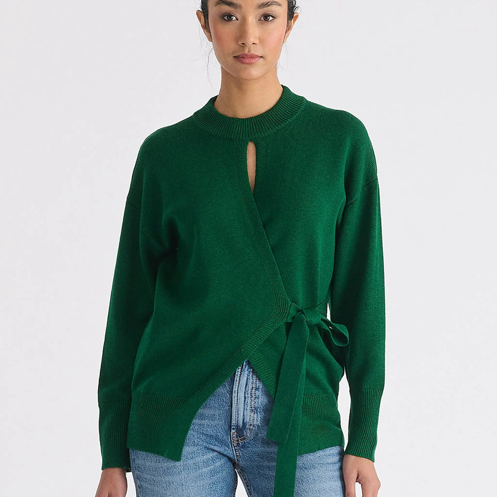 Open Front Mock Neck Wrap Jumper Paisie