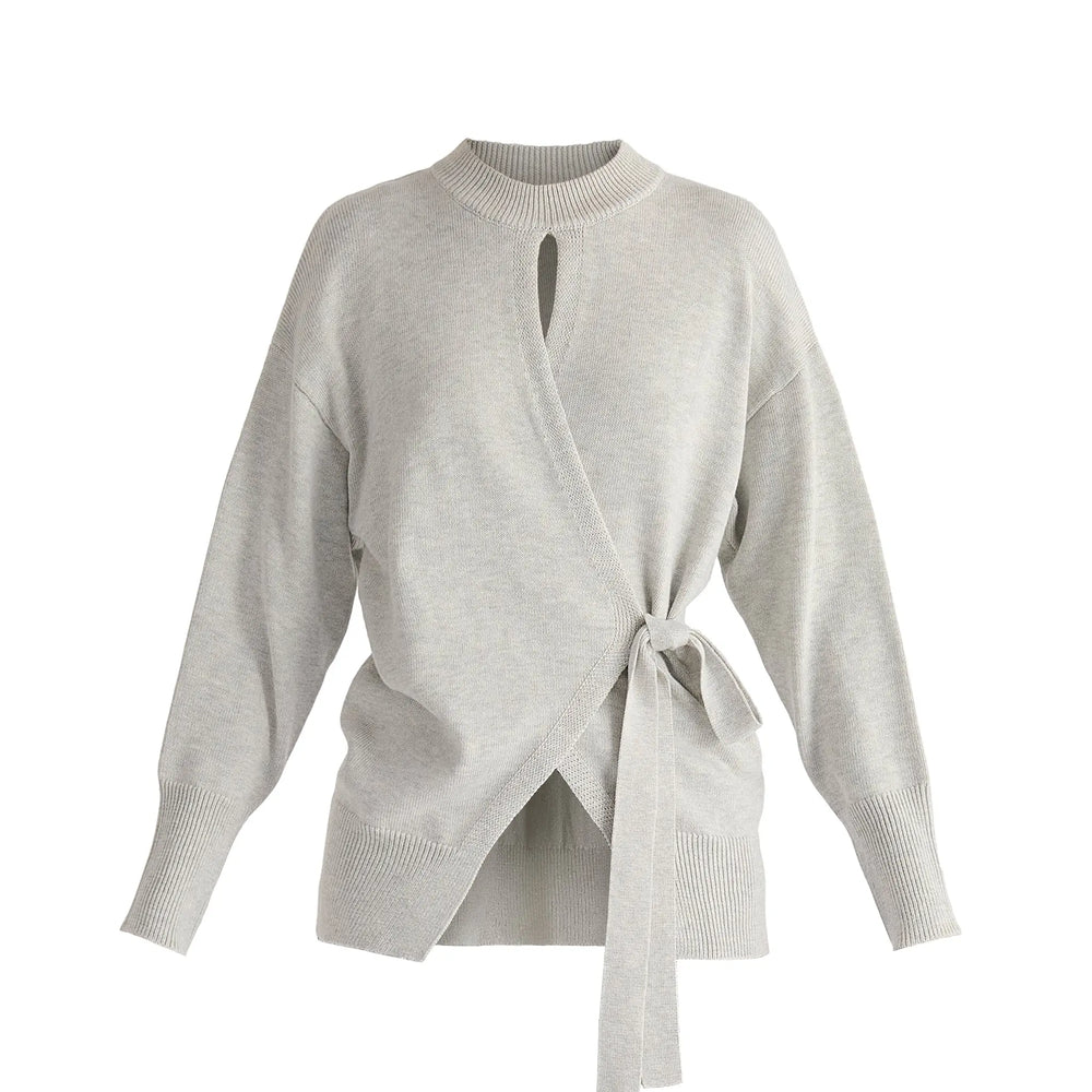 Open Front Mock Neck Wrap Jumper Paisie