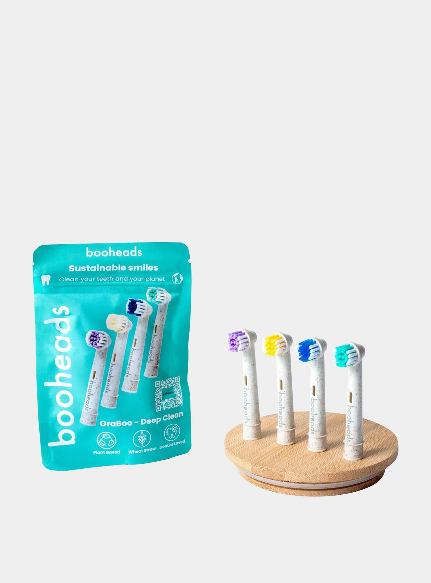 Oraboo - Wheat Straw Plant Based Electric Toothbrush Heads Compatible with OralB* 4PK booheads