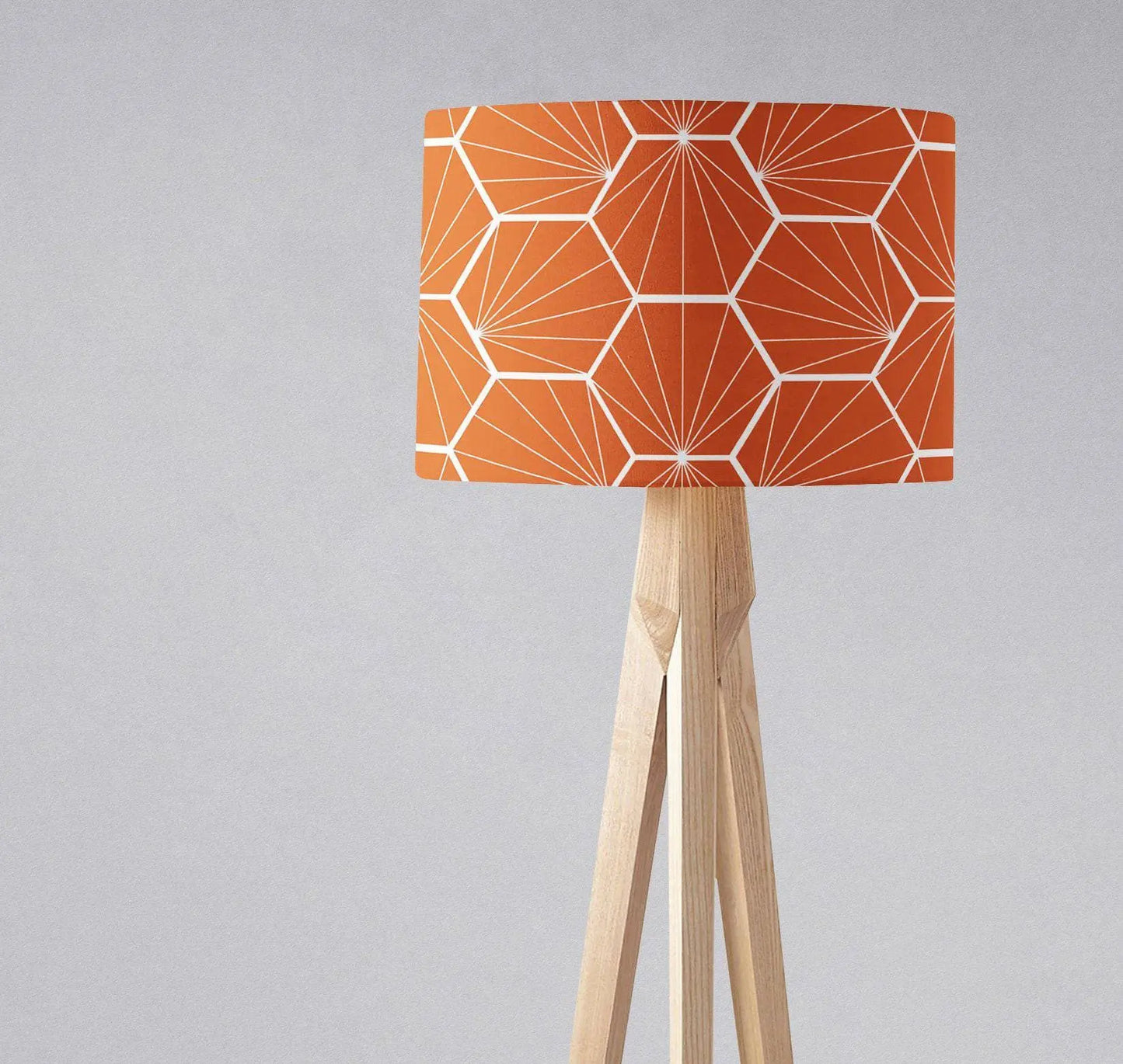 Orange Lampshade with a White Hexagon Design, Ceiling or Table Lamp Shade Shadow bright