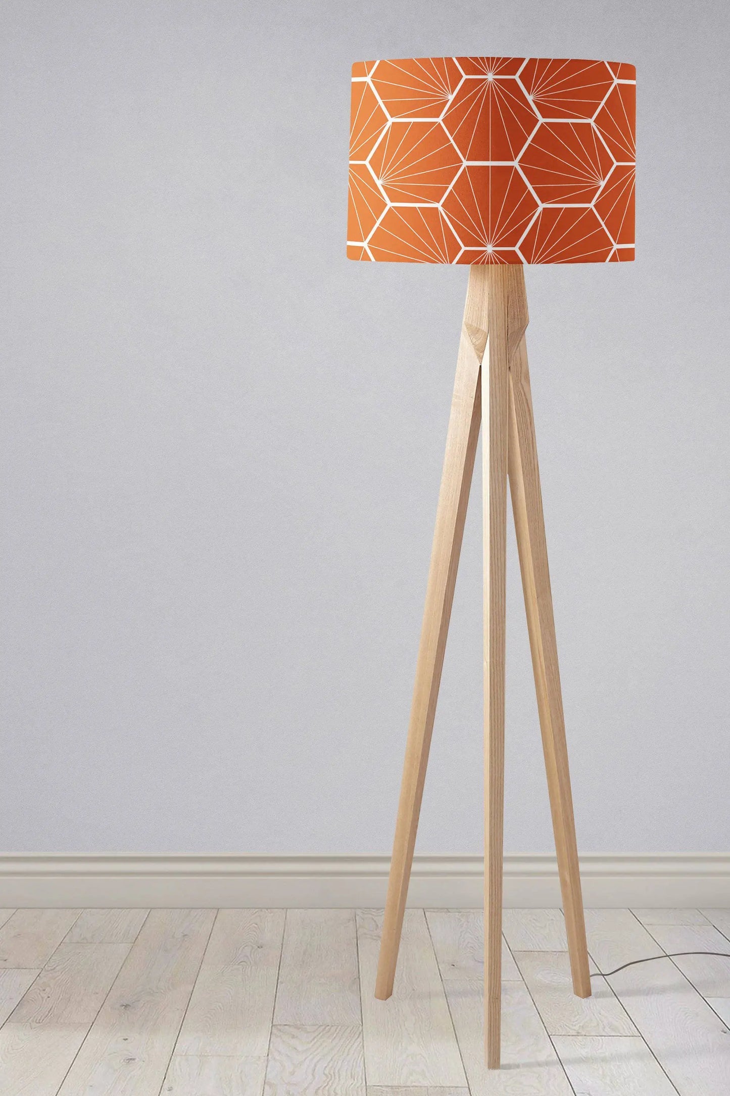 Orange Lampshade with a White Hexagon Design, Ceiling or Table Lamp Shade Shadow bright