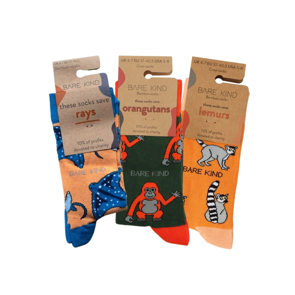 Orange Lover 3 Bamboo Sock Set Bare Kind