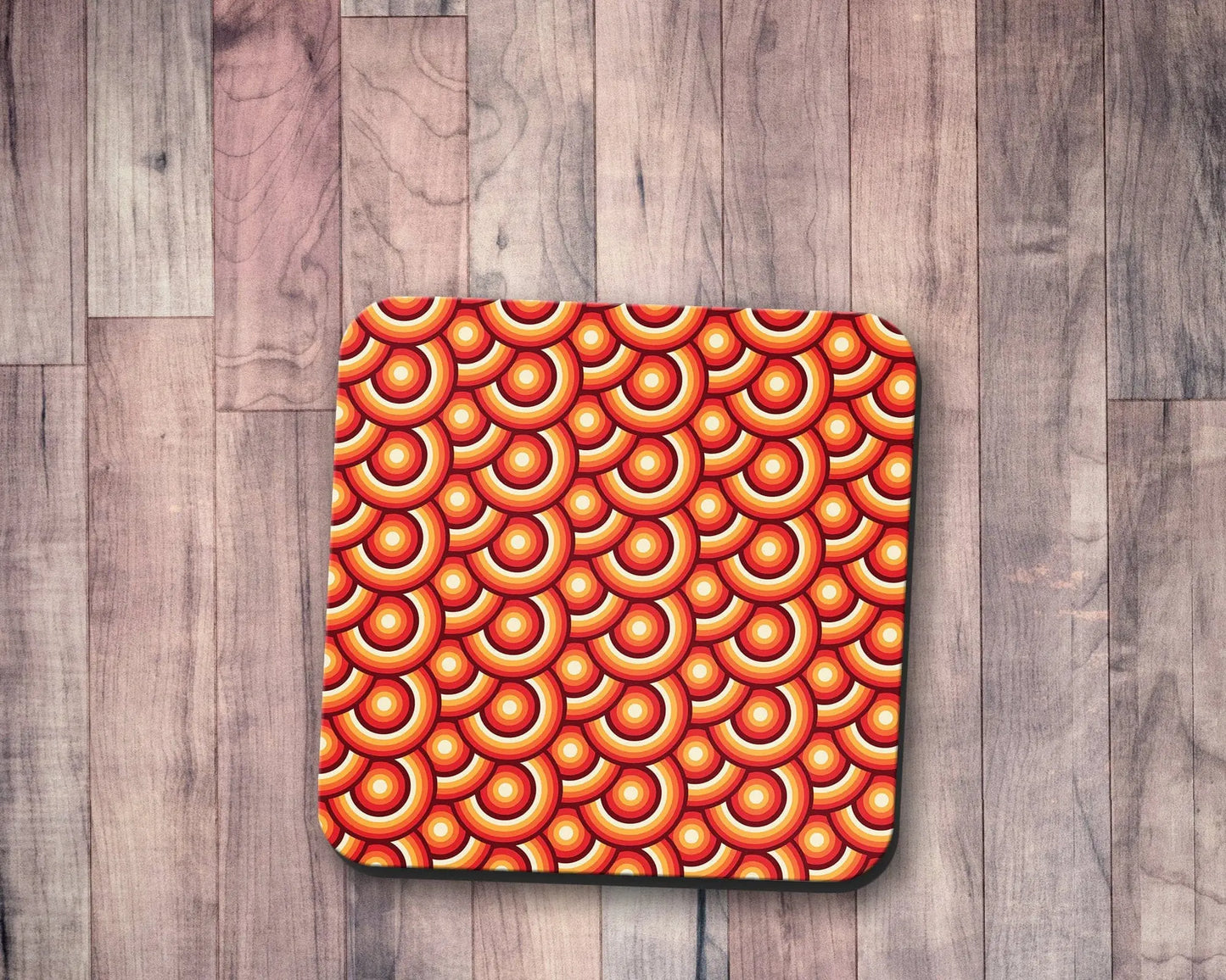 Orange Retro 70's Design Coasters, Table Decor Drinks Mat Shadow bright