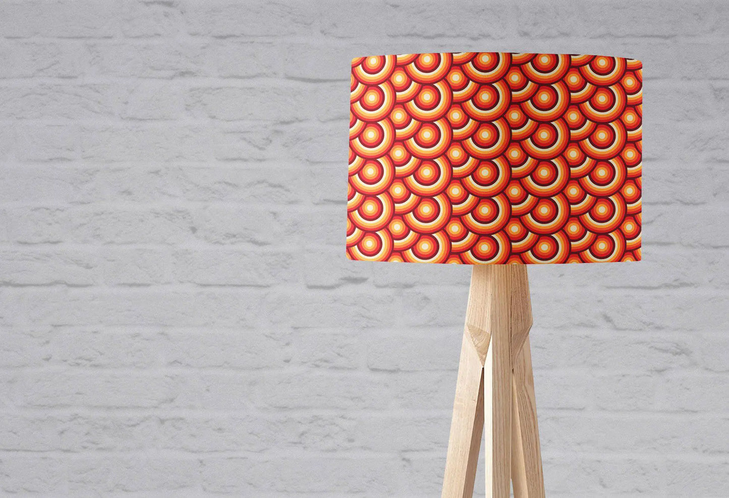 Orange and Brown Circles Design Retro 70's Lampshade, Ceiling or Table Lamp Shade Shadow bright