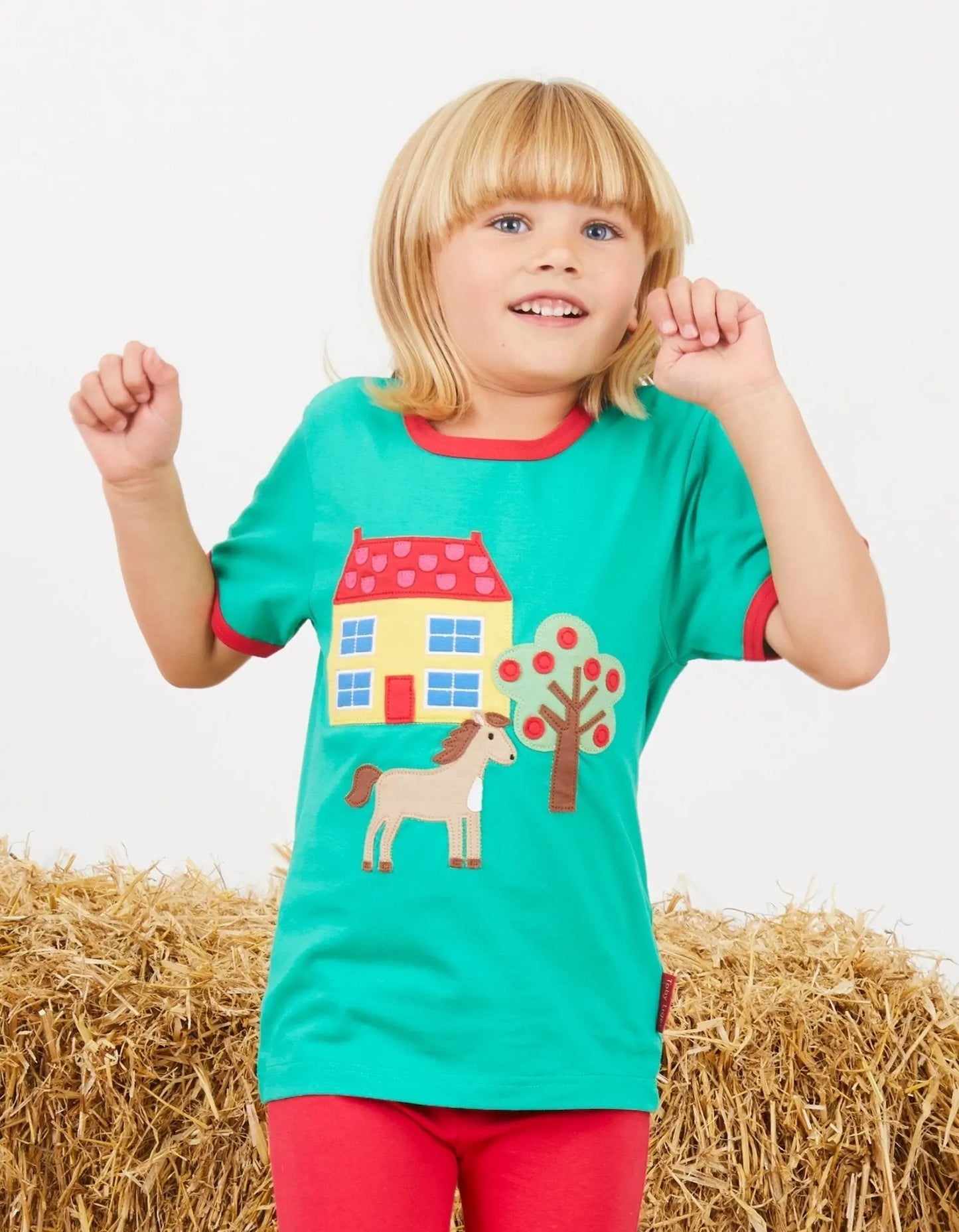 Organic Animal Farm Applique Short-Sleeved T-Shirt Toby Tiger