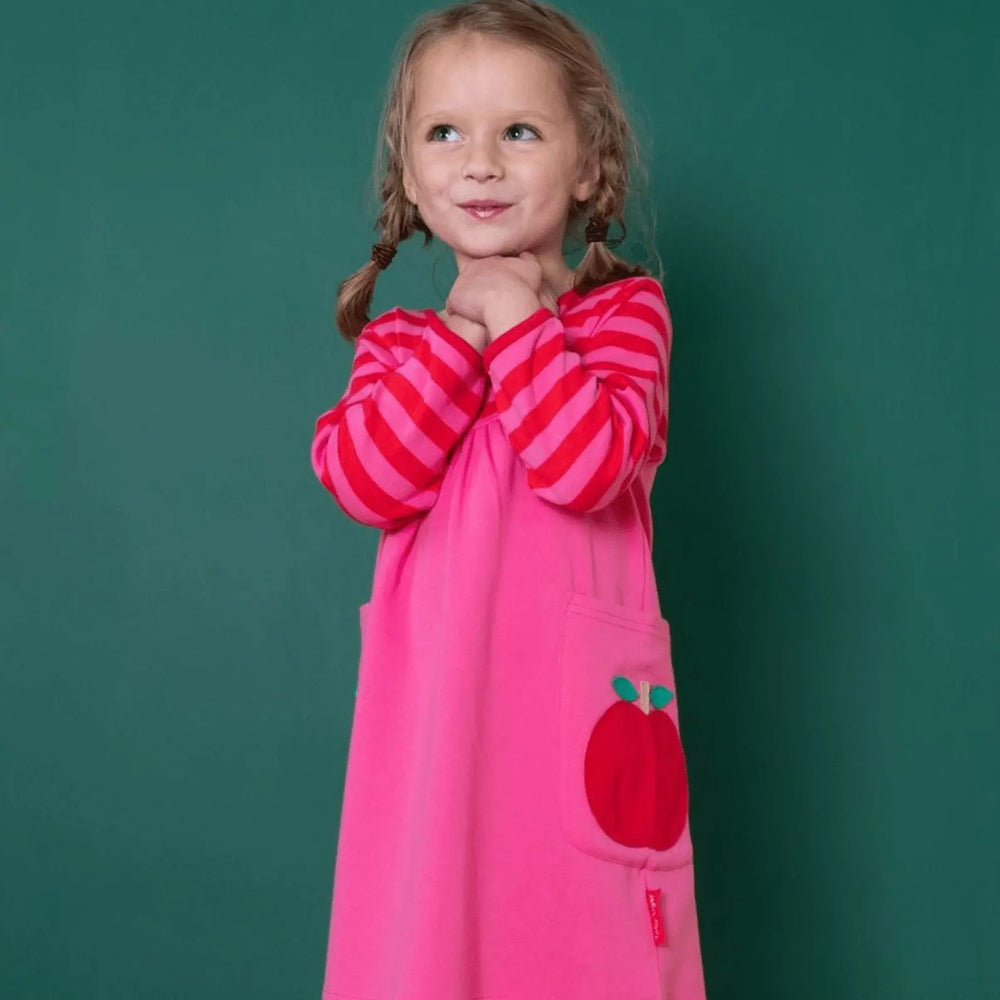 Organic Apple Applique Long-Sleeved Dress Toby Tiger
