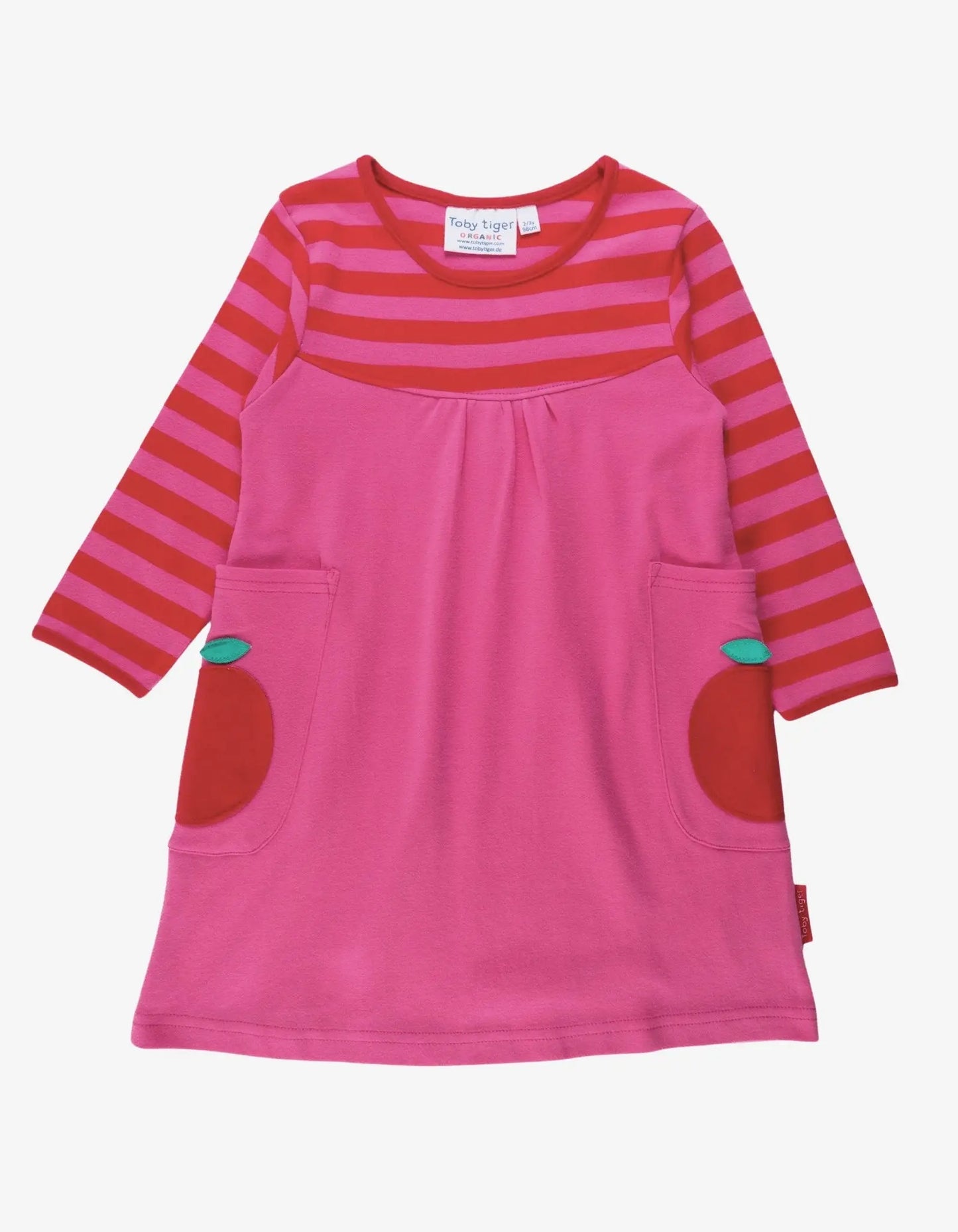 Organic Apple Applique Long-Sleeved Dress Toby Tiger