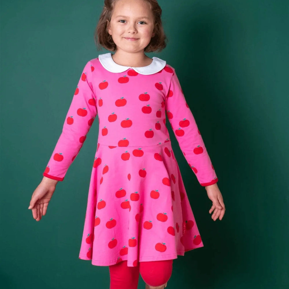 Organic Apple Print Long-Sleeved Skater Dress Toby Tiger