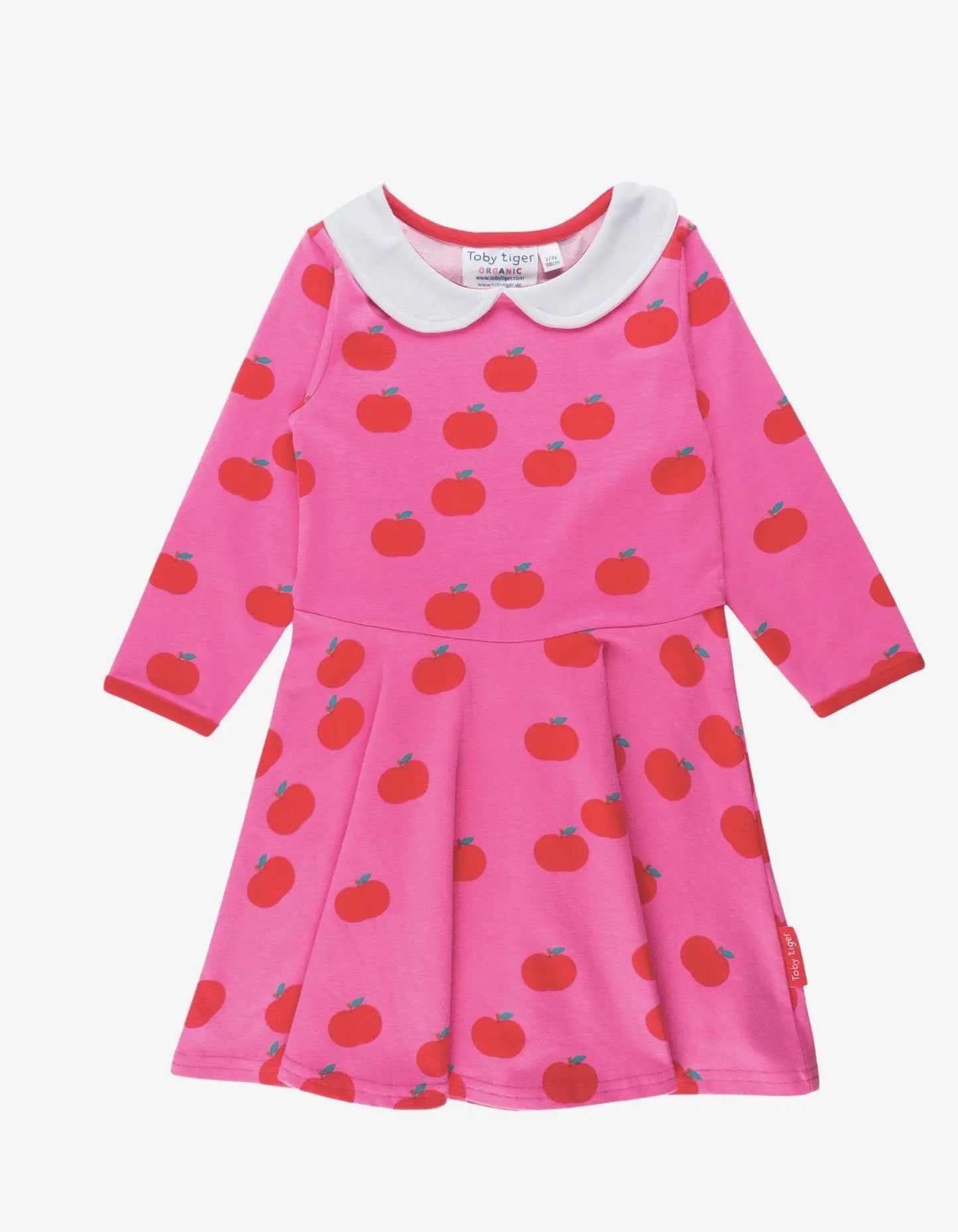 Organic Apple Print Long-Sleeved Skater Dress Toby Tiger