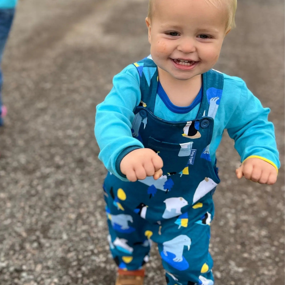 Organic Arctic Print Dungarees Toby Tiger