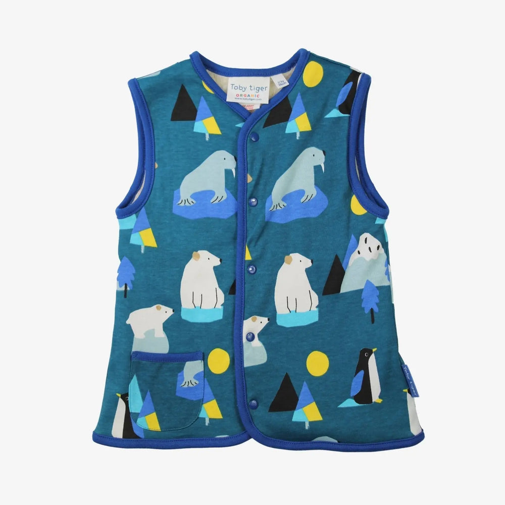 Organic Arctic Print Reversible Gilet Toby Tiger