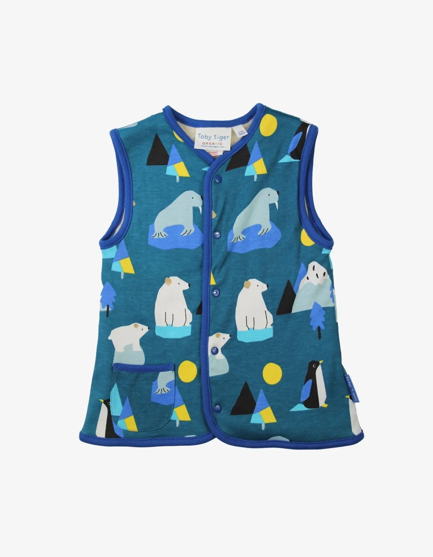 Organic Arctic Print Reversible Gilet Toby Tiger