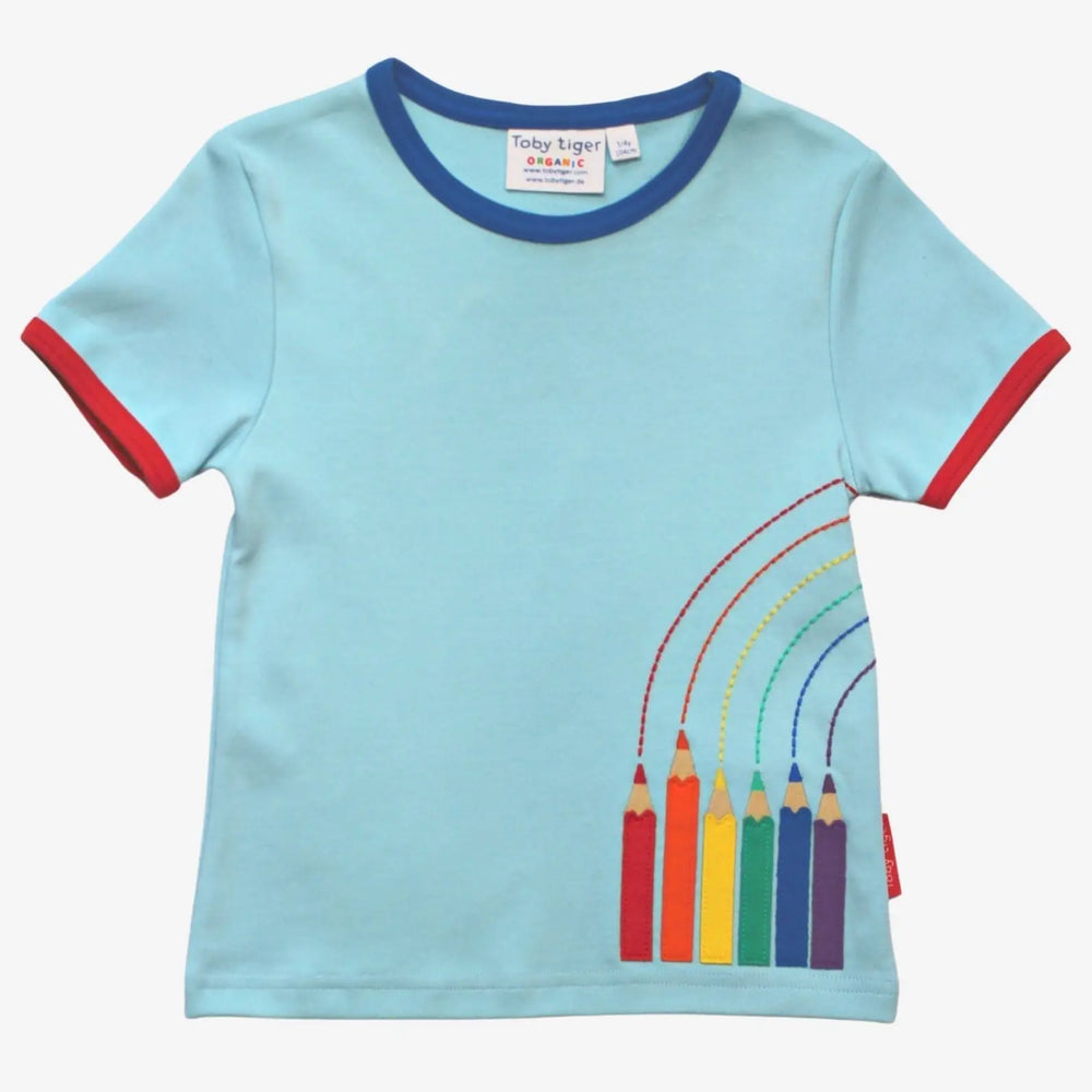 Organic Art Applique Short-Sleeved T-Shirt Toby Tiger