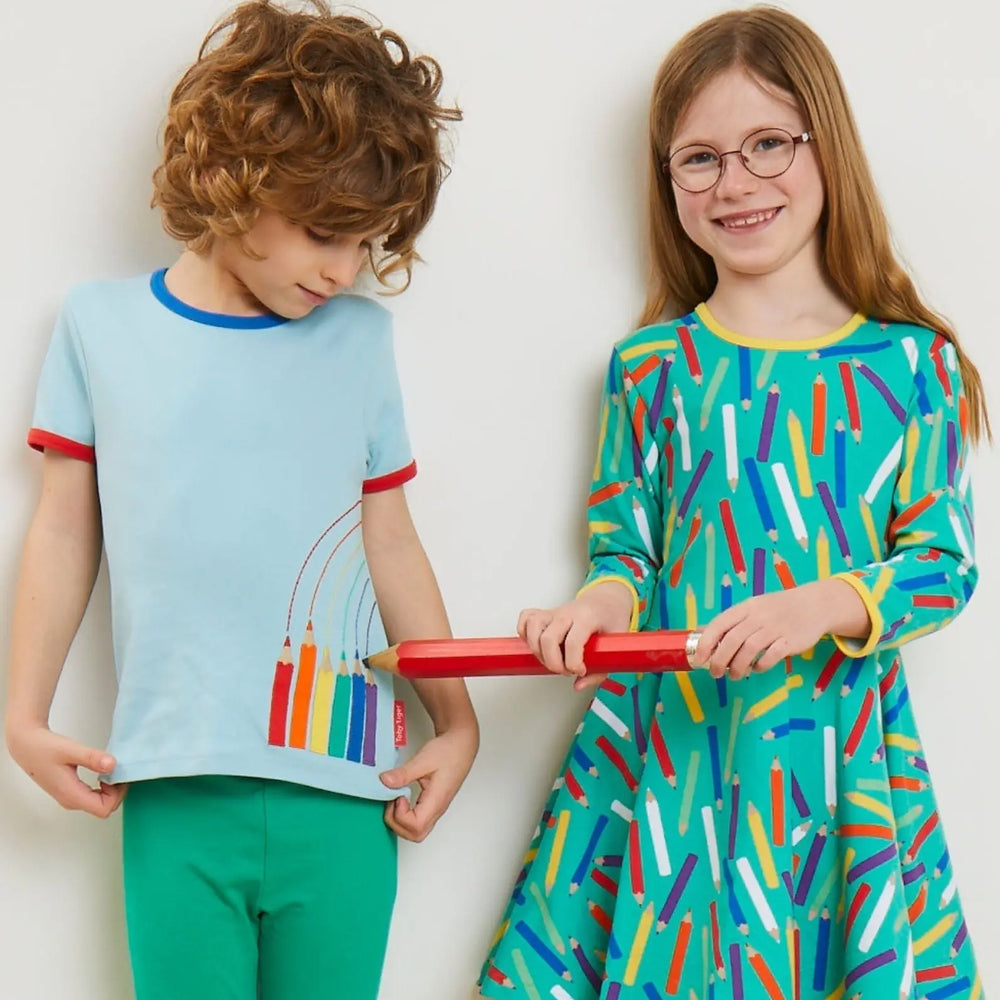 Organic Art Applique Short-Sleeved T-Shirt Toby Tiger