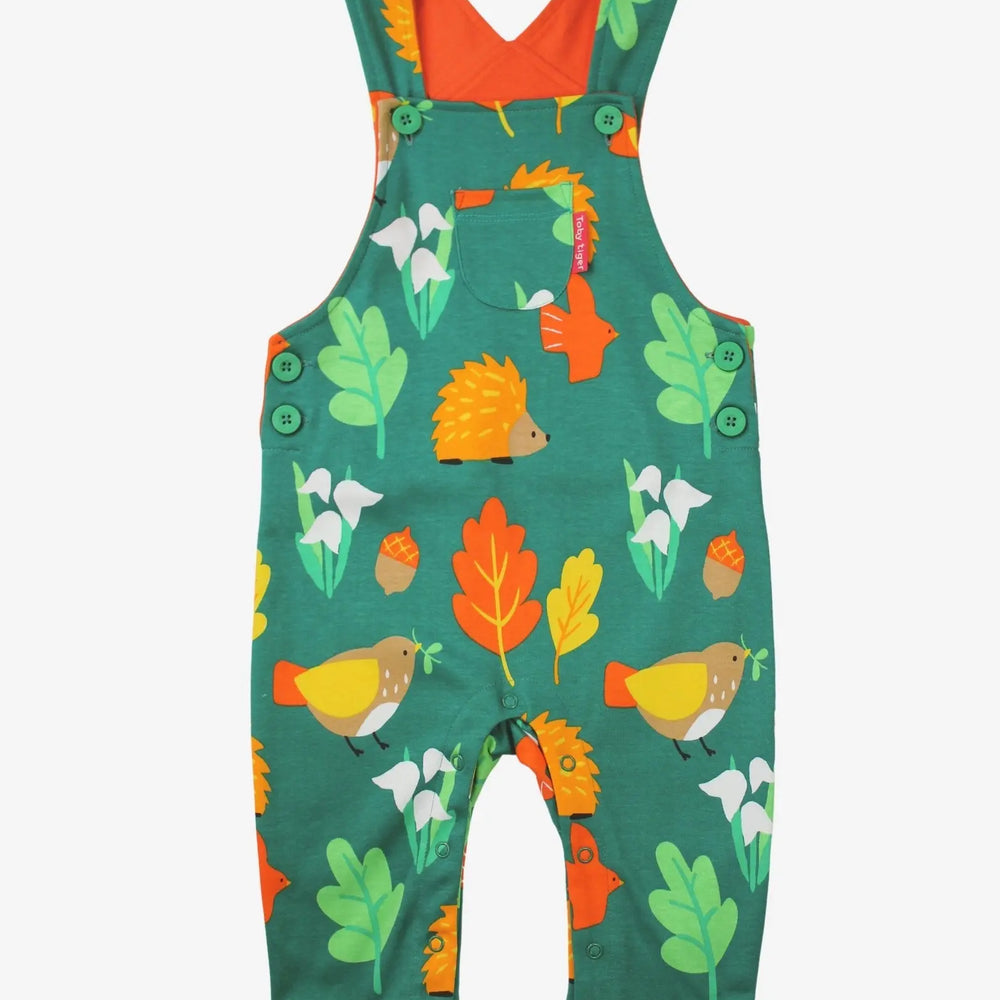 Organic Autumn Print Dungarees Toby Tiger