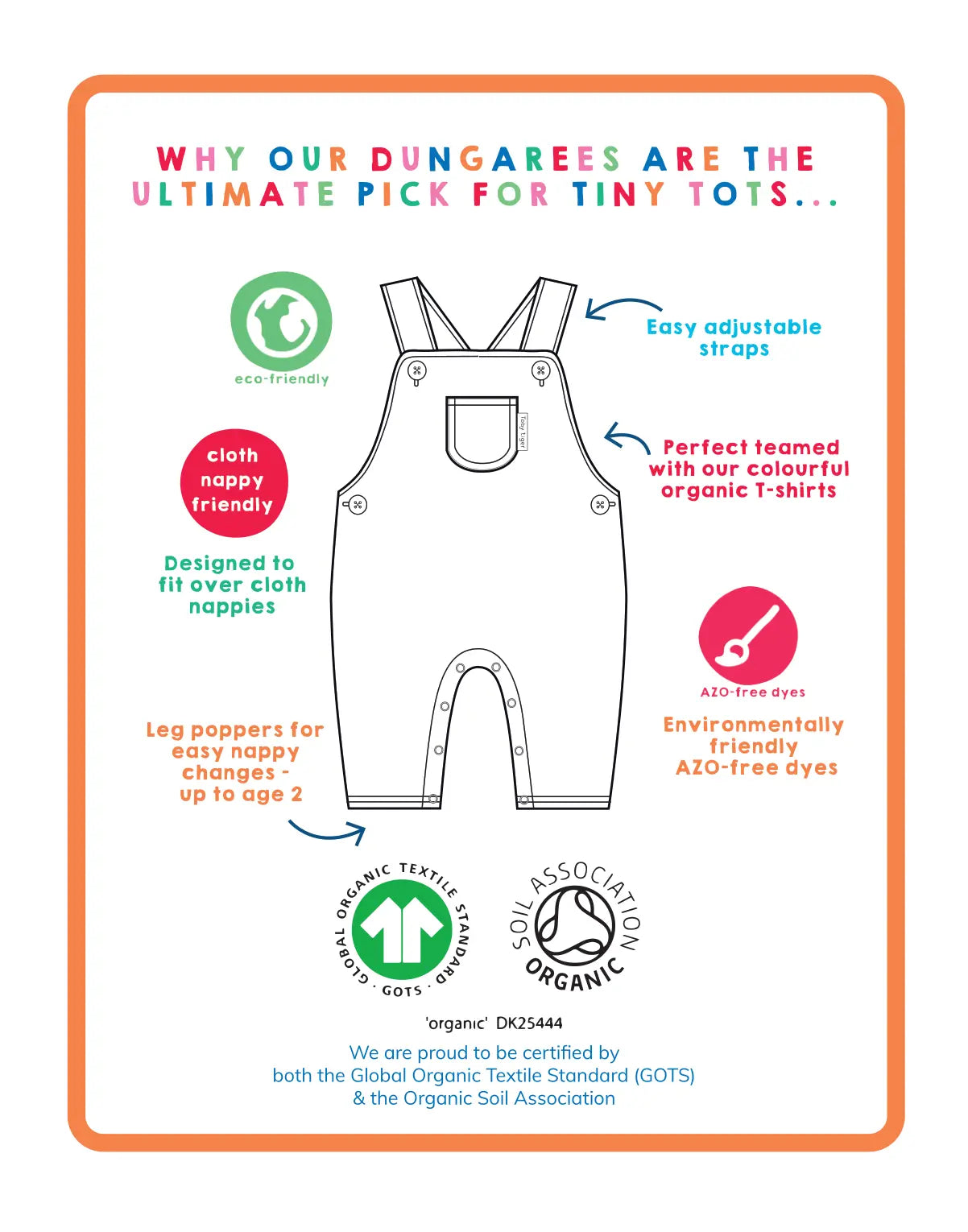 Organic Autumn Print Dungarees Toby Tiger