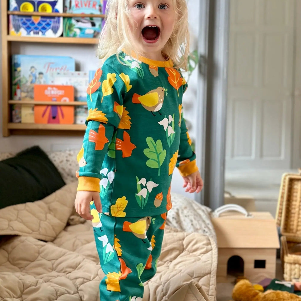 Organic Autumn Print Pyjamas Toby Tiger