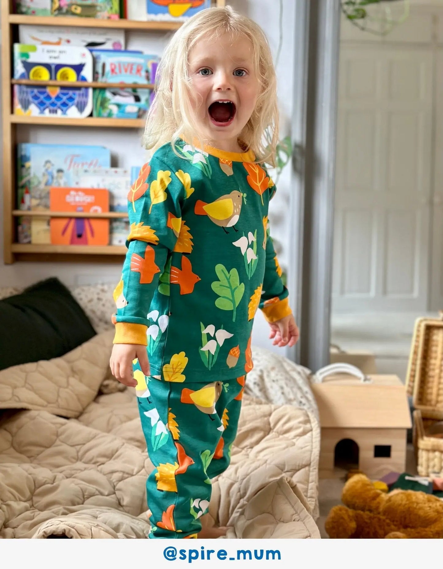 Organic Autumn Print Pyjamas Toby Tiger