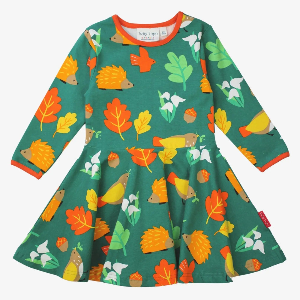 Organic Autumn Print Skater Dress Toby Tiger