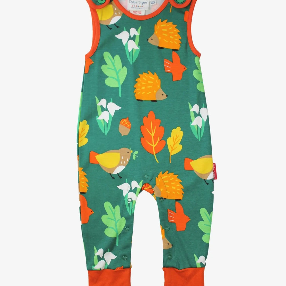 Organic Autumn Print Slungarees Toby Tiger