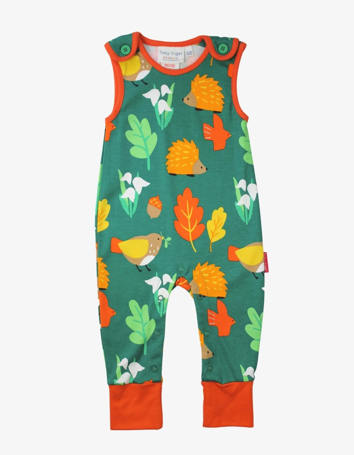 Organic Autumn Print Slungarees Toby Tiger