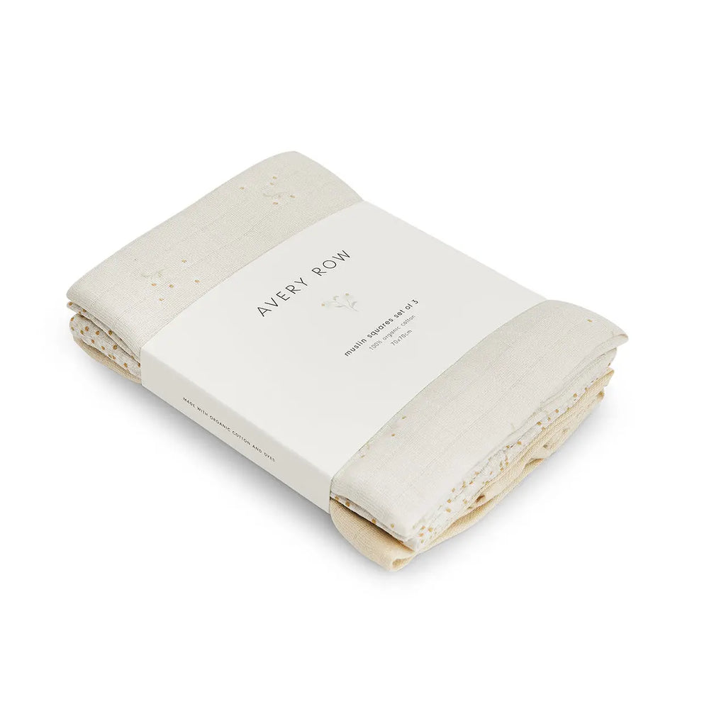Organic Baby Muslin Squares Set of 3 - Wild Chamomile Avery Row