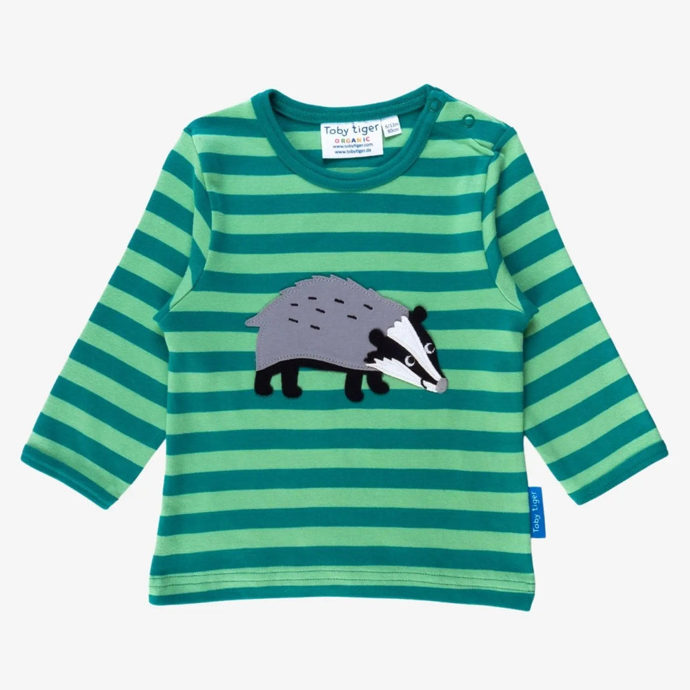 Organic Badger Applique Long-Sleeved T-Shirt Toby Tiger
