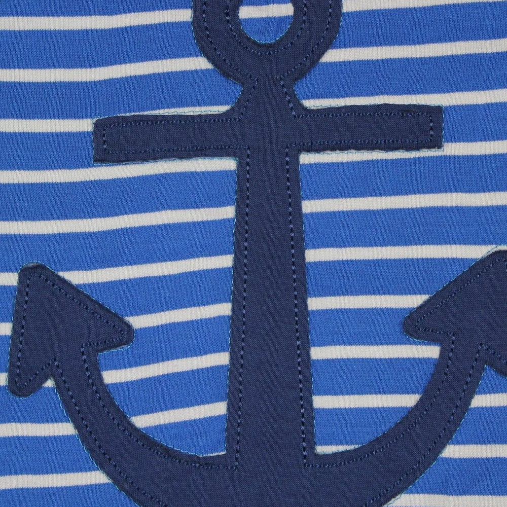 Organic Blue Anchor Applique Short-Sleeved T-Shirt Toby Tiger