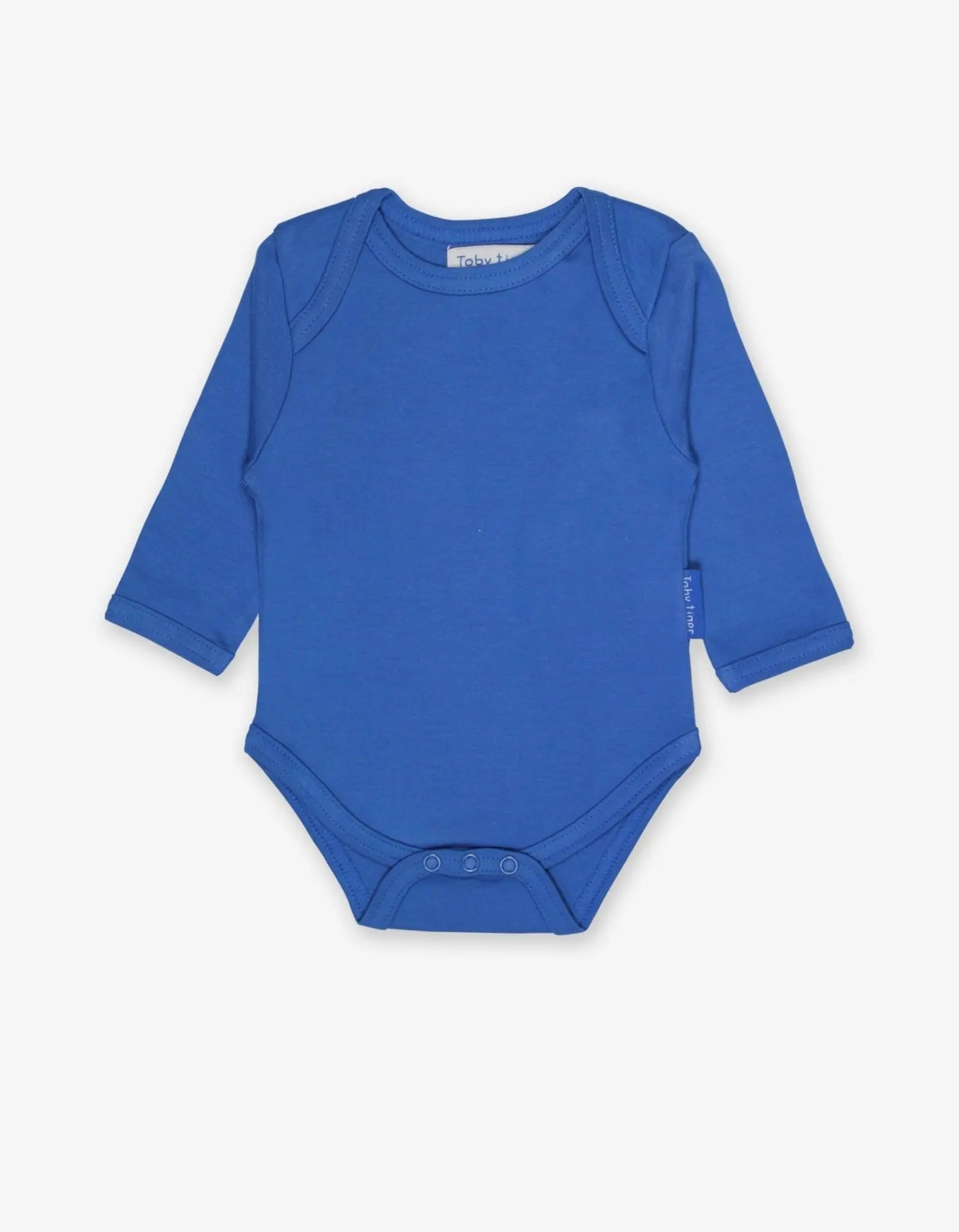 Organic Blue Basic Long-Sleeved Baby Bodysuit Toby Tiger