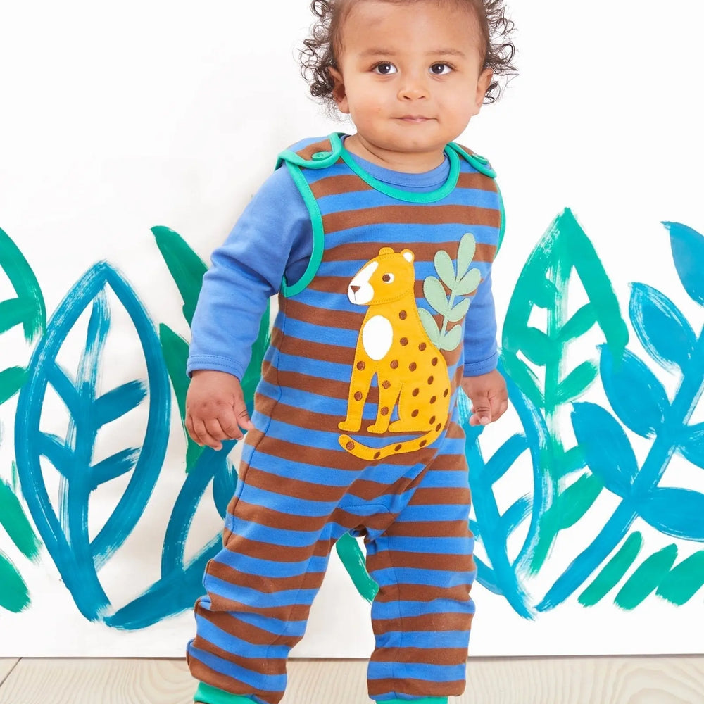 Organic Blue Basic Long-Sleeved Baby Bodysuit Toby Tiger