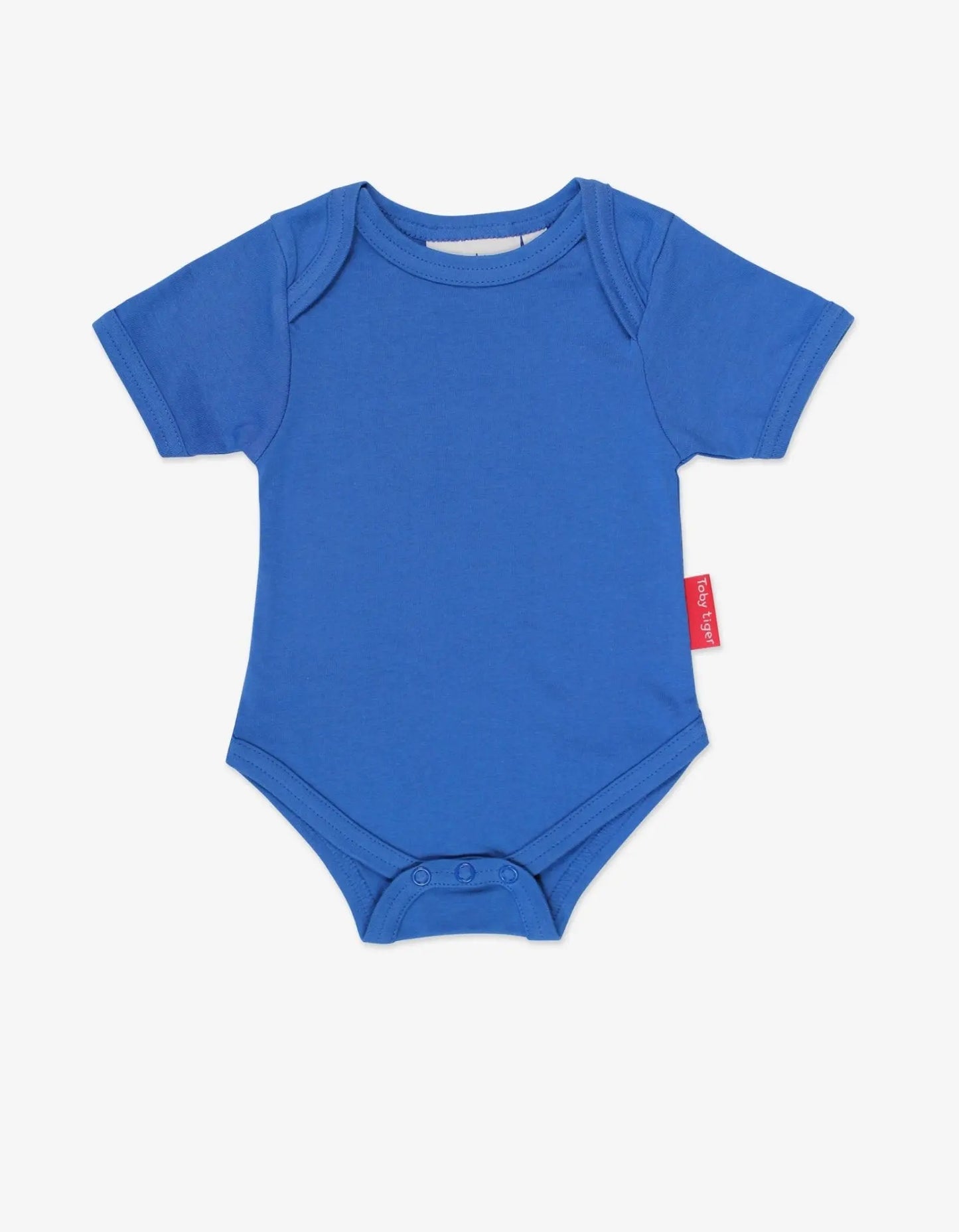 Organic Blue Basic Short-Sleeved Baby Bodysuit Toby Tiger