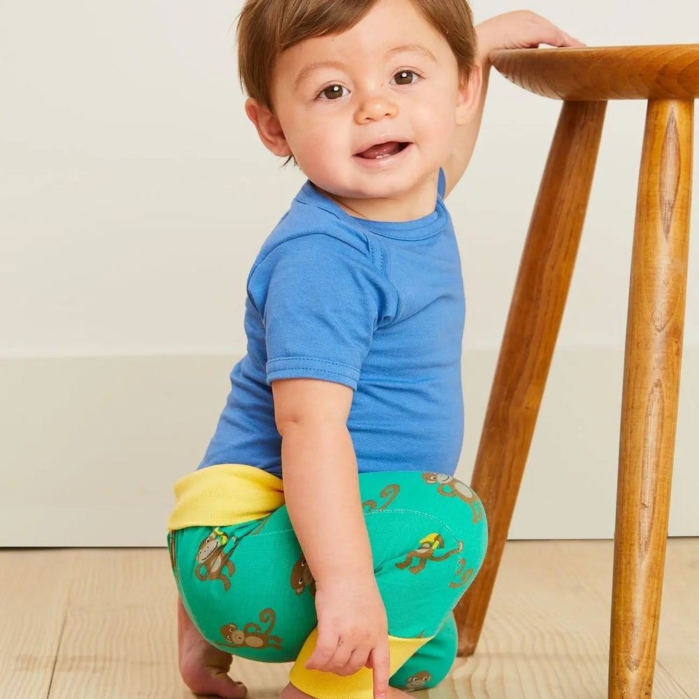 Organic Blue Basic Short-Sleeved Baby Bodysuit Toby Tiger