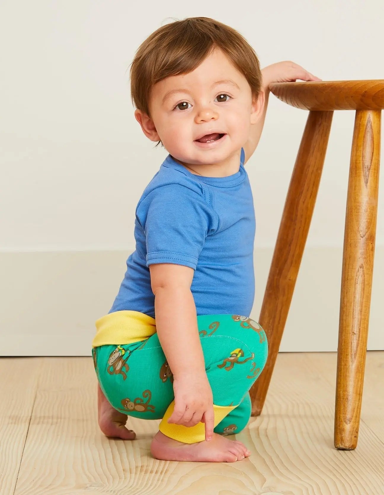 Organic Blue Basic Short-Sleeved Baby Bodysuit Toby Tiger