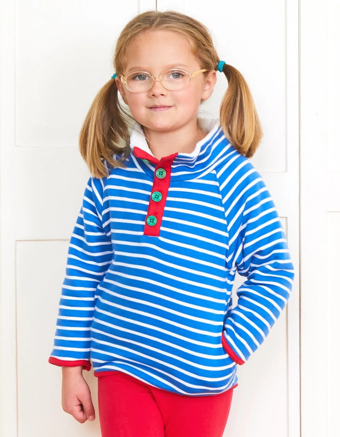 Organic Blue Breton Cosy Fleece Sweatshirt Toby Tiger